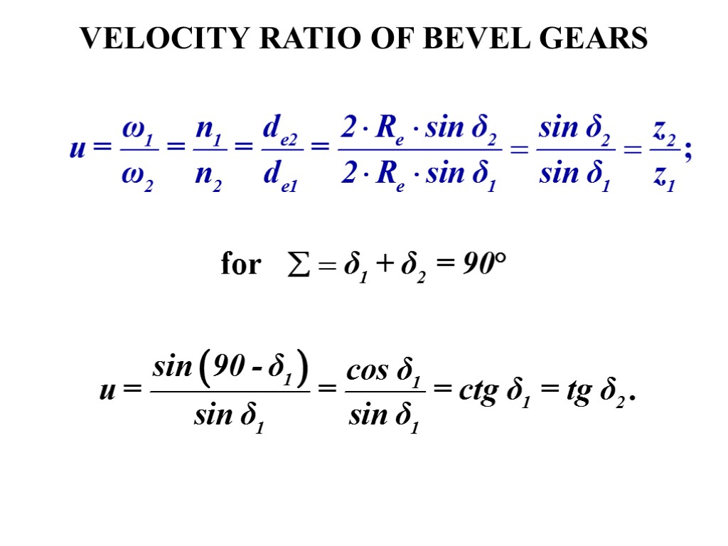 VELOCITY RATIO OF BEVEL GEARS